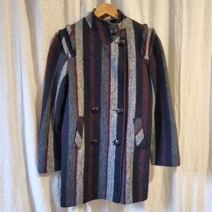 Vintage Striped Wool Pea Coat Sz 10